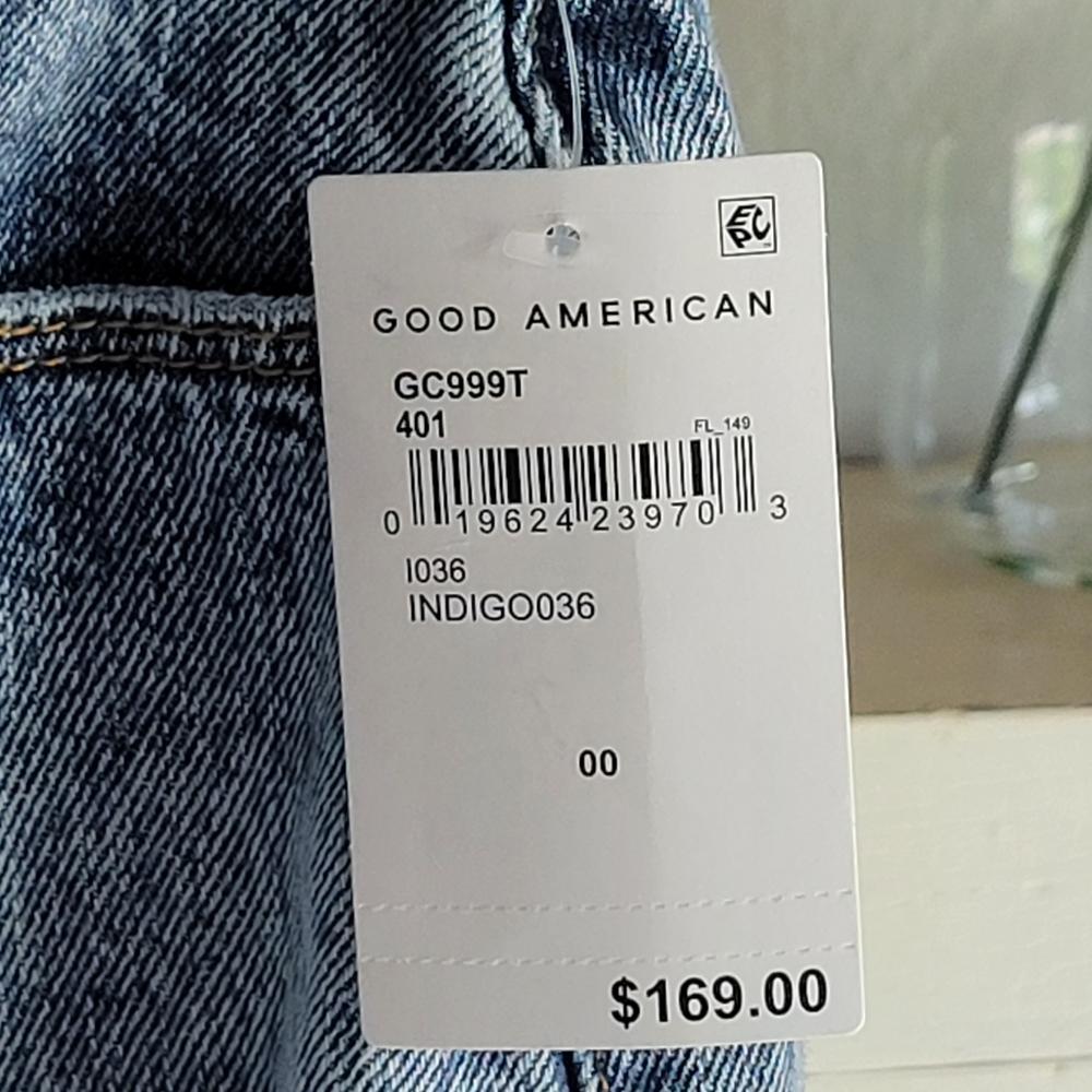 ✨️HP✨️NWT GOOD AMERICAN GOOD CLASSIC Distressed Jeans size 00/24 - Picture 11 of 15